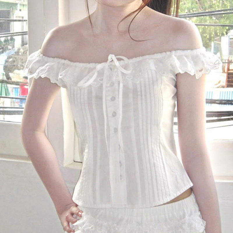 Womens Ruffled Short Sleeve T-Shirt