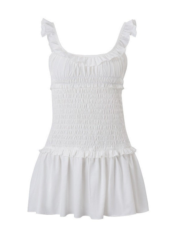 Womens Ruffled Suspender Dress