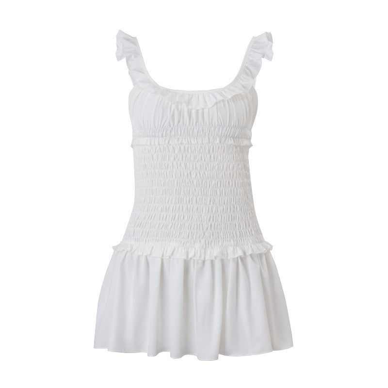 Womens Ruffled Suspender Dress
