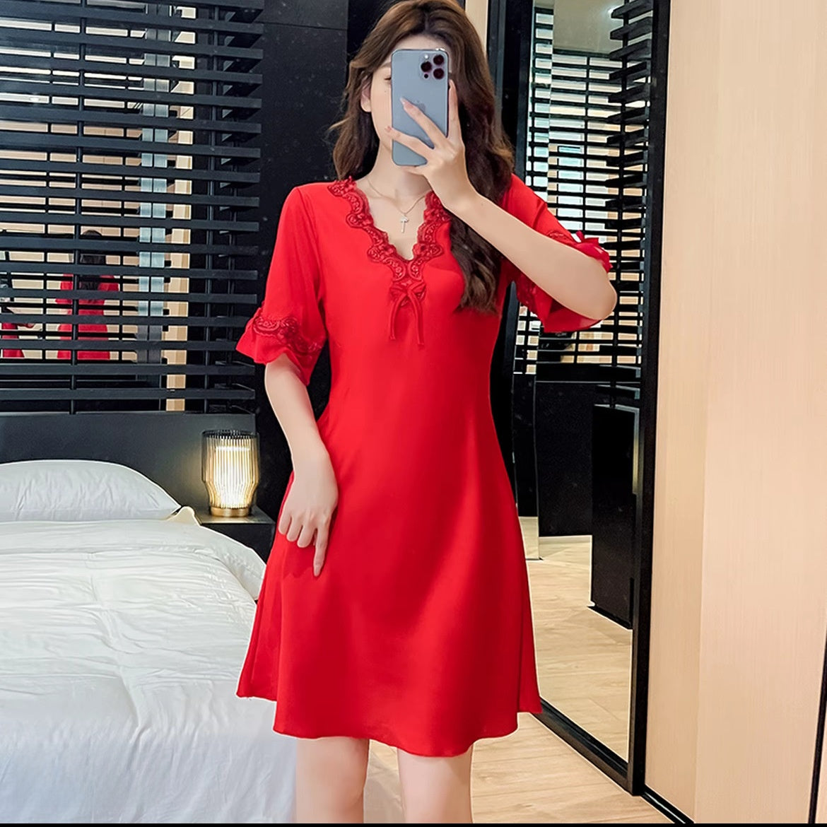 Womens Satin Lace Nightgown