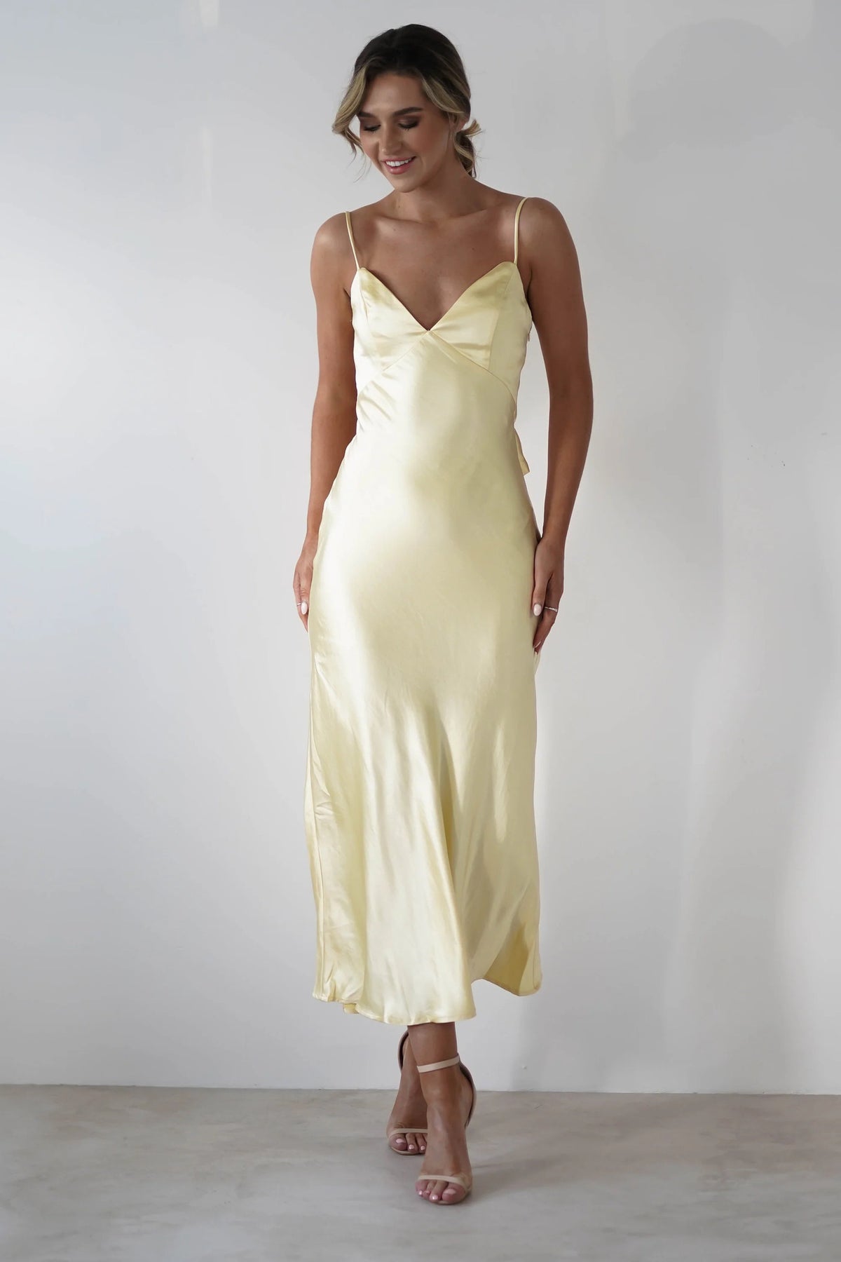 Womens Satin Spaghetti Strap Dress