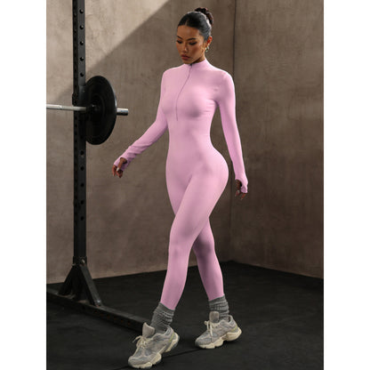 Womens Seamless Yoga Jumpsuit Long Sleeve Fitness Wear