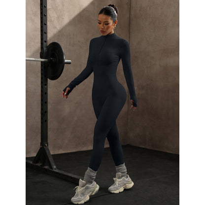 Womens Seamless Yoga Jumpsuit Long Sleeve Fitness Wear