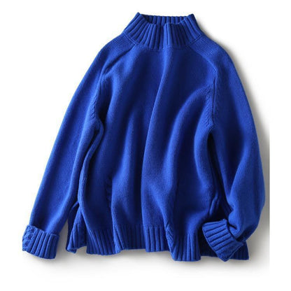 Womens Semi-high Neck Knitted Sweater