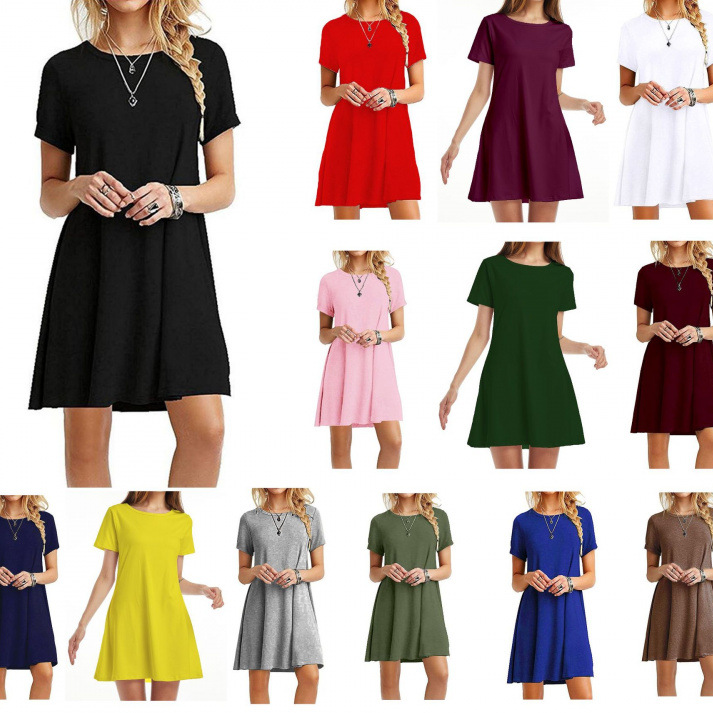 Womens Short Sleeve A-Line Dress