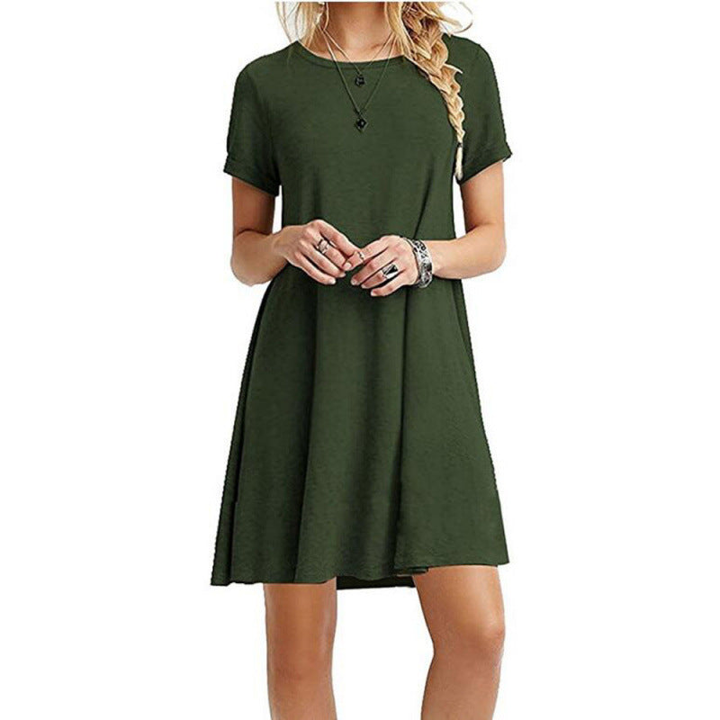 Womens Short Sleeve A-Line Dress