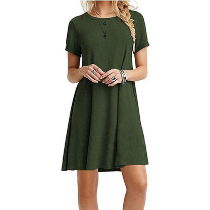 Womens Short Sleeve A-Line Dress