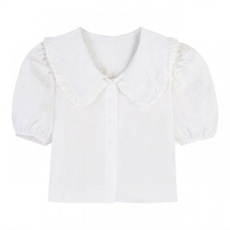 Womens Short Sleeve Blouse with Puff Sleeves