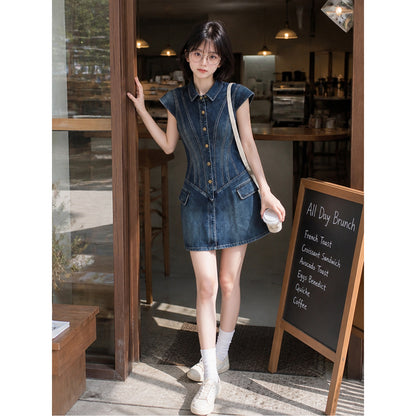 Womens Short Sleeve Denim Shirt Dress