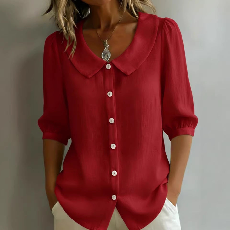 Womens Short Sleeve Linen Shirt