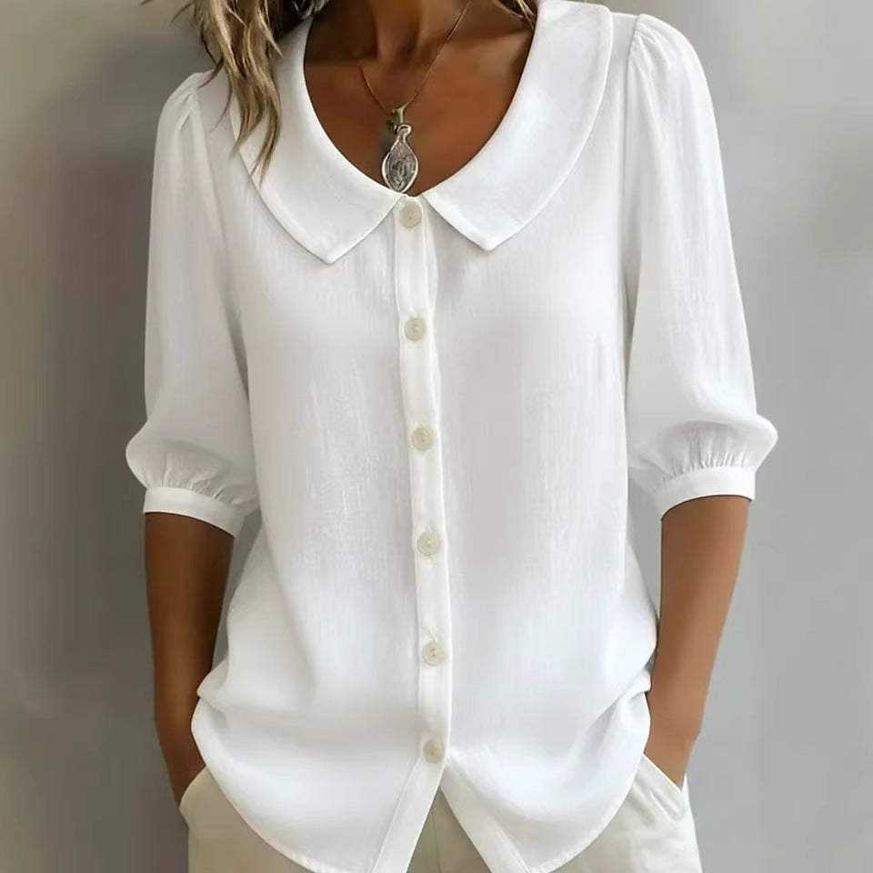 Womens Short Sleeve Linen Shirt