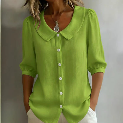 Womens Short Sleeve Linen Shirt