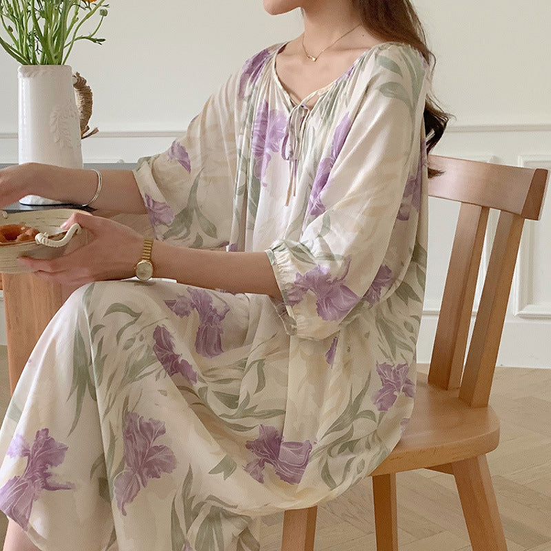 Womens Short Sleeve Nightgown Home Dress