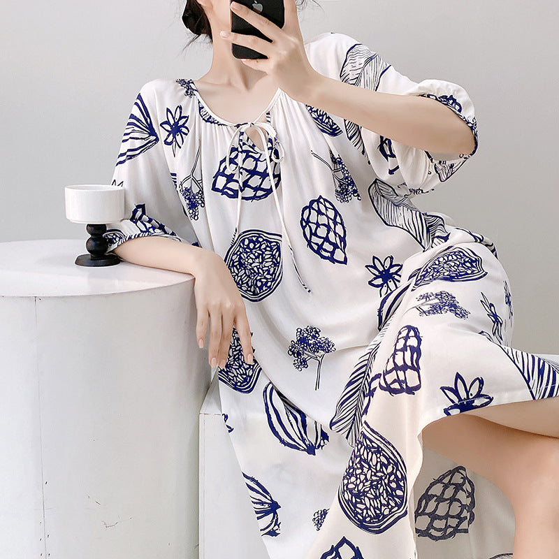 Womens Short Sleeve Nightgown Home Dress