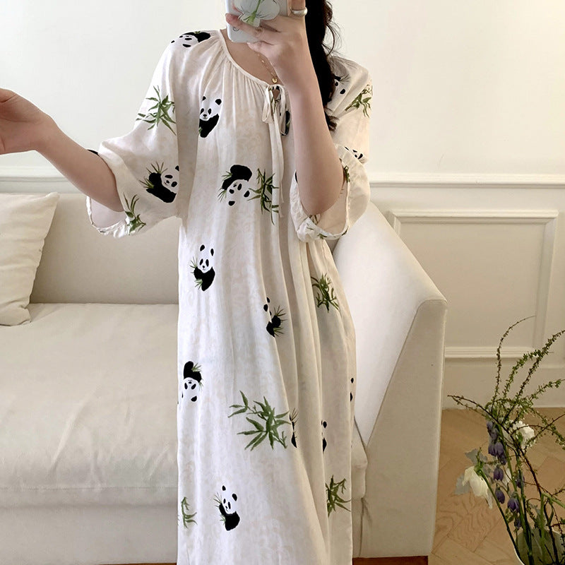 Womens Short Sleeve Nightgown Home Dress