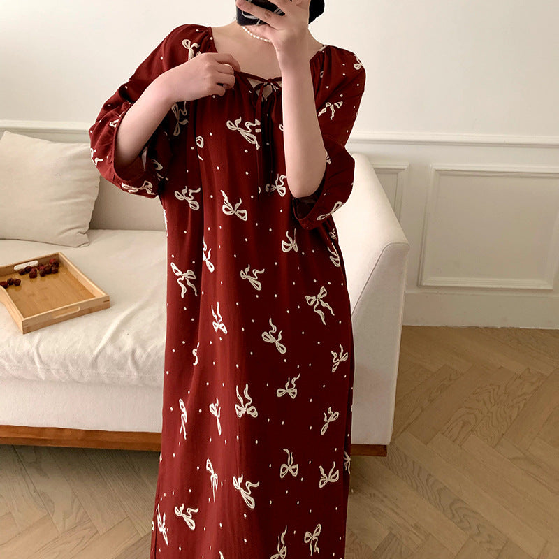 Womens Short Sleeve Nightgown Home Dress