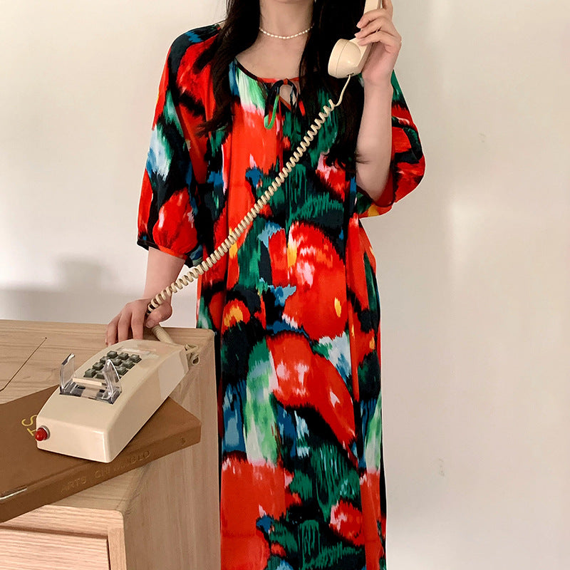 Womens Short Sleeve Nightgown Home Dress
