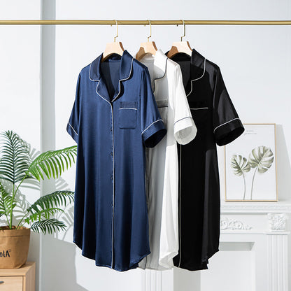 Womens Short Sleeve Silk Pajama Set