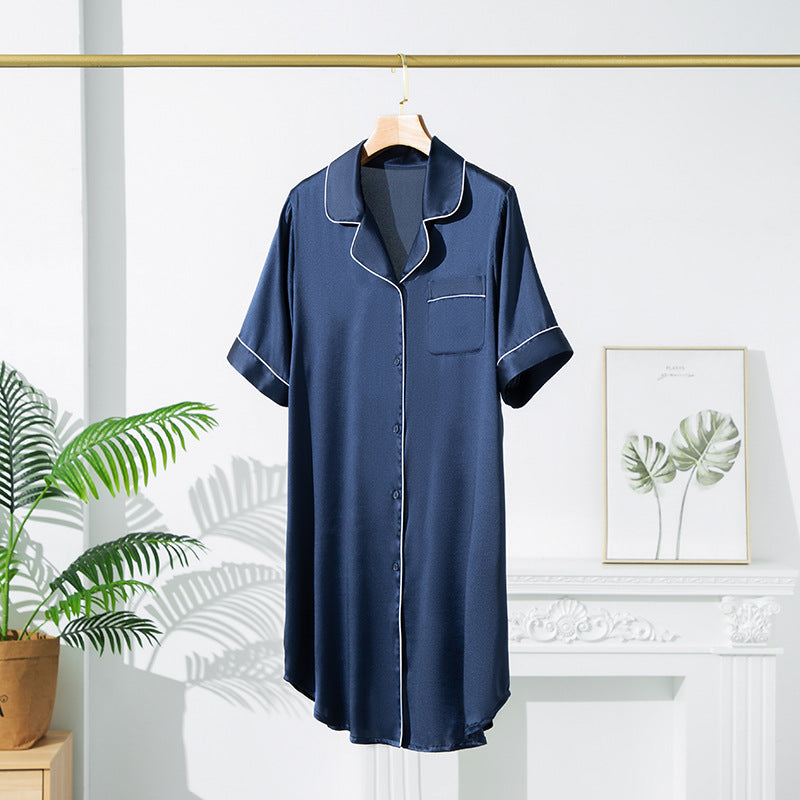 Womens Short Sleeve Silk Pajama Set