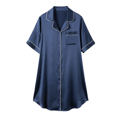 Womens Short Sleeve Silk Pajama Set