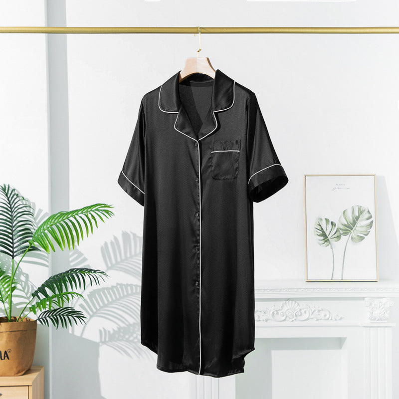 Womens Short Sleeve Silk Pajama Set