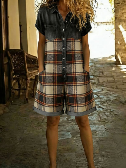 Womens Short Sleeve Wide Leg Jumpsuit