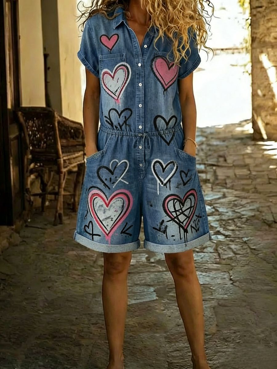 Womens Short Sleeve Wide Leg Jumpsuit