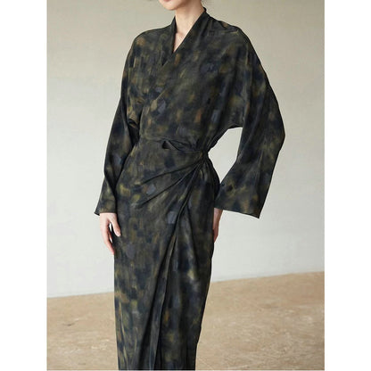 Womens Silk V-Neck Wrap Dress
