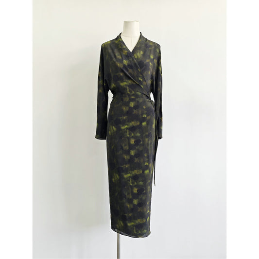Womens Silk V-Neck Wrap Dress
