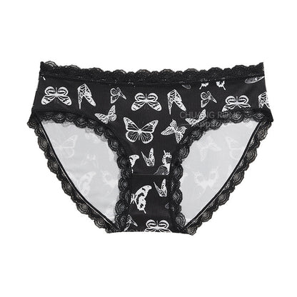 Womens Skull Print Low-Rise Underwear