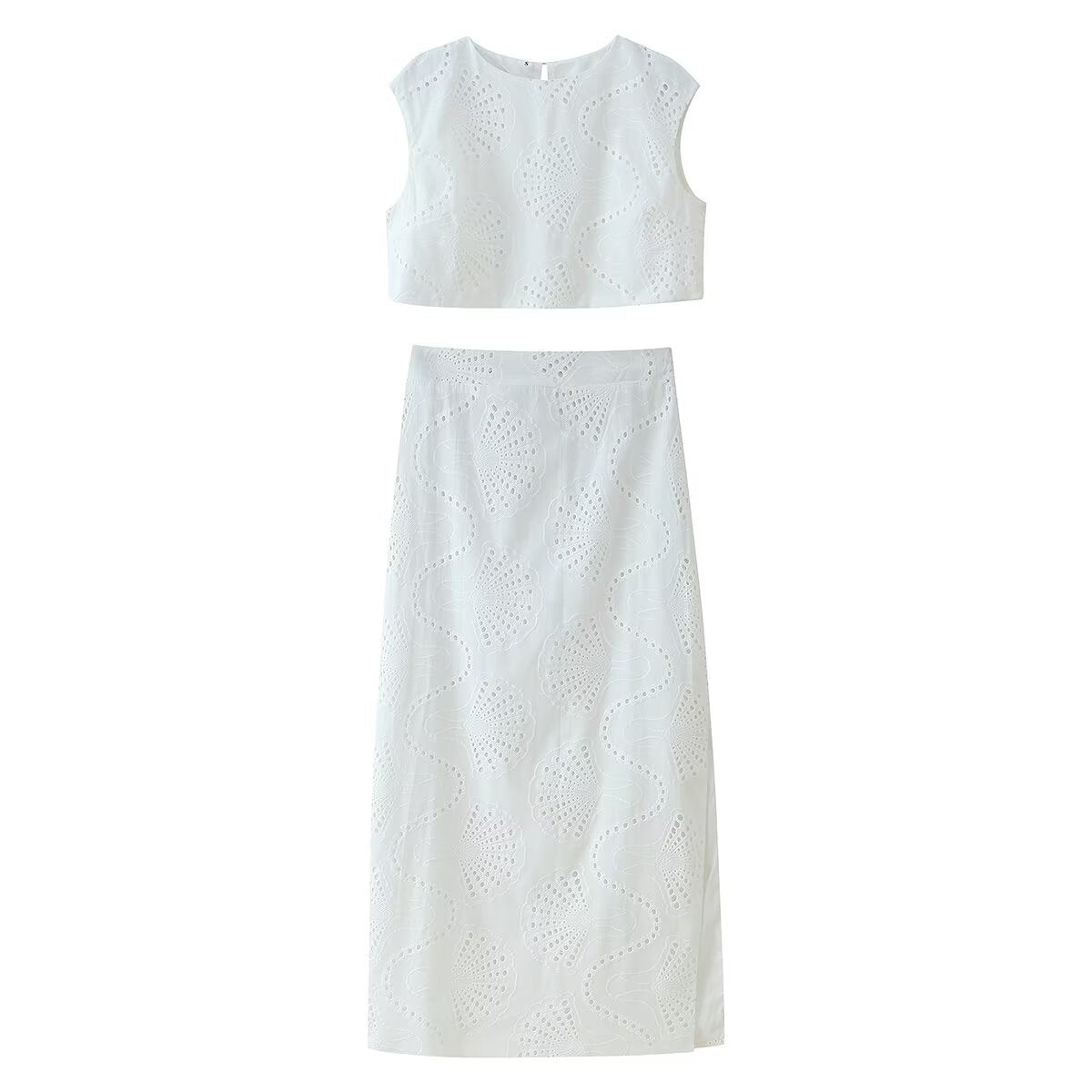 Womens Sleeveless Embroidery Dress Set