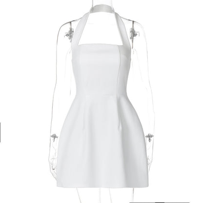 Womens Sleeveless Halter Neck A-Line Dress