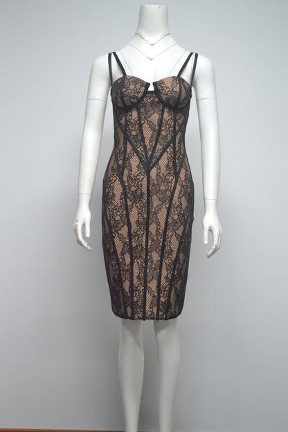 Womens Sleeveless Lace Bandage Dress