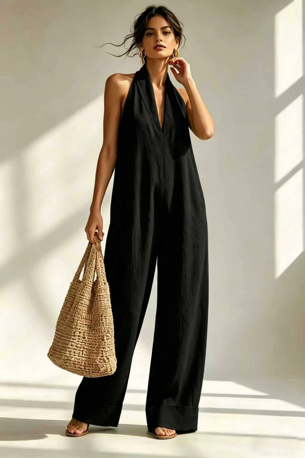 Womens Sleeveless Linen Blend Bodysuit