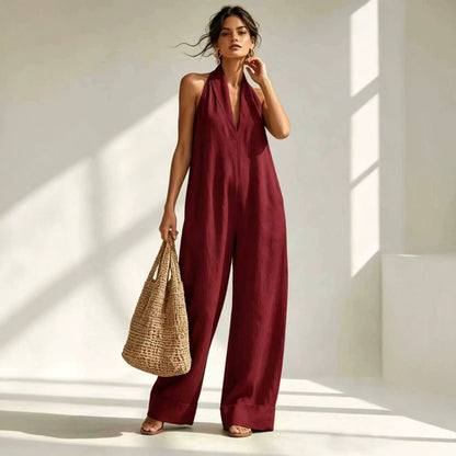Womens Sleeveless Linen Blend Bodysuit
