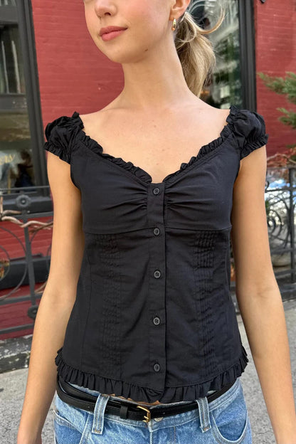 Womens Sleeveless Ruffle Trim Cardigan