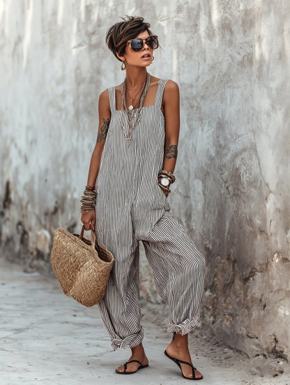 Womens Sleeveless Striped Bodysuit