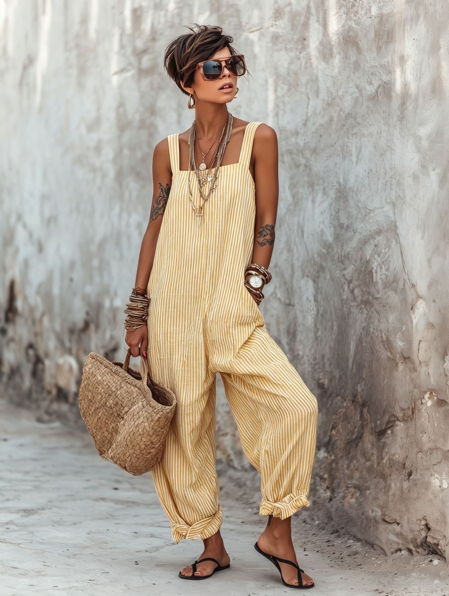 Womens Sleeveless Striped Bodysuit