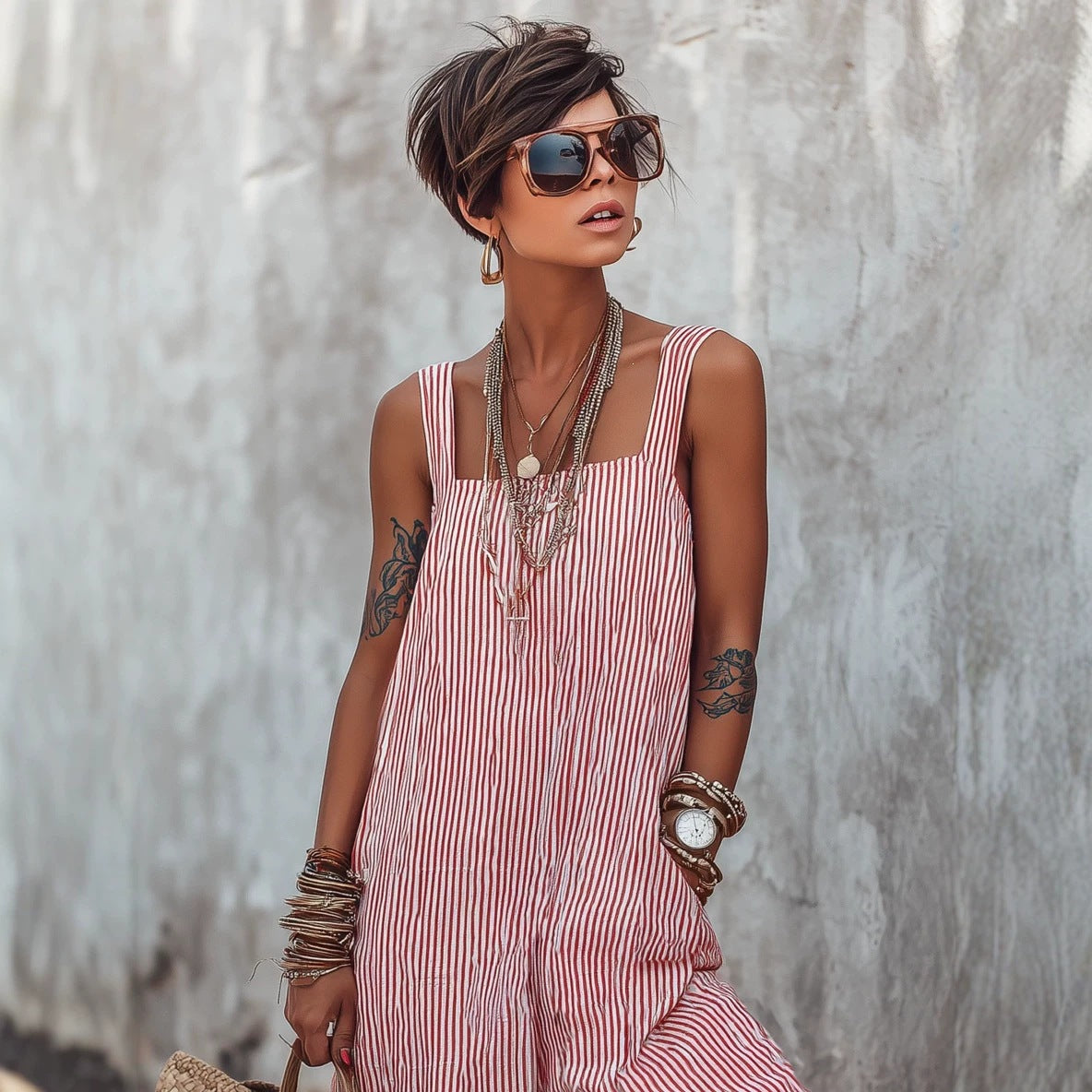 Womens Sleeveless Striped Bodysuit