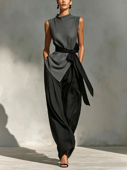 Womens Sleeveless Top and Wide-Leg Pants