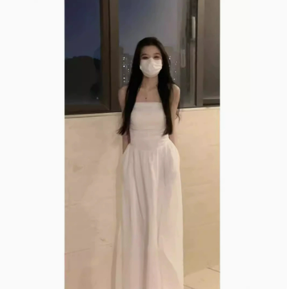 Womens Sleeveless Tube Top Long Dress