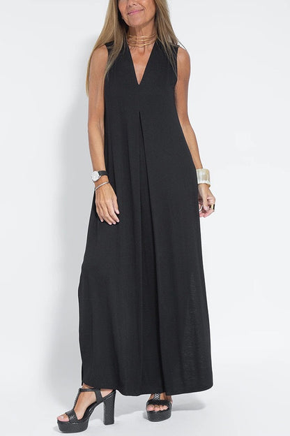 Womens Sleeveless V-Neck Dress
