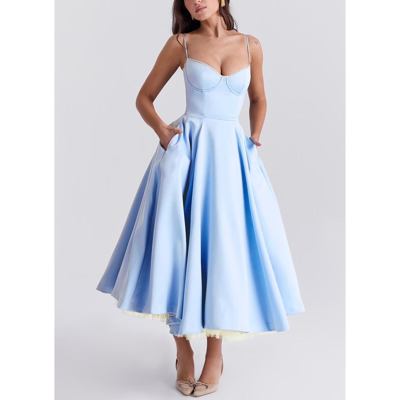 Womens Sleeveless V-Neck Tutu Dress