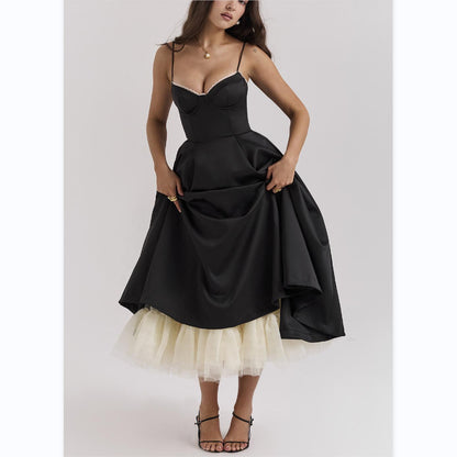 Womens Sleeveless V-Neck Tutu Dress