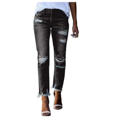 Womens Slim Fit Ripped Jeans