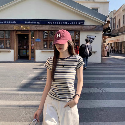 Womens Slim Fit Striped T-Shirt