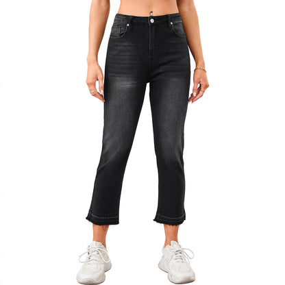 Womens Slim Straight Cropped Jeans