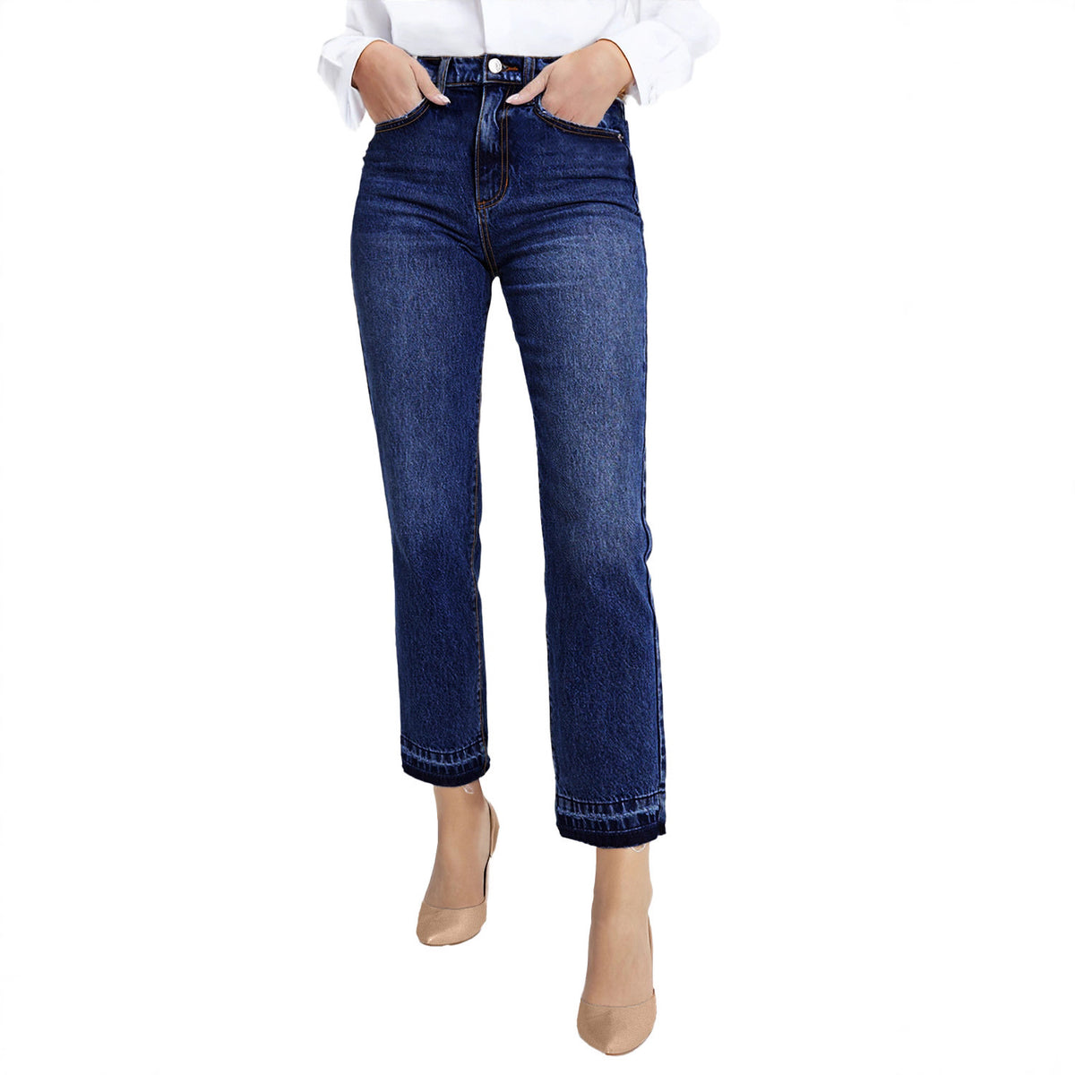 Womens Slim Straight Cropped Jeans