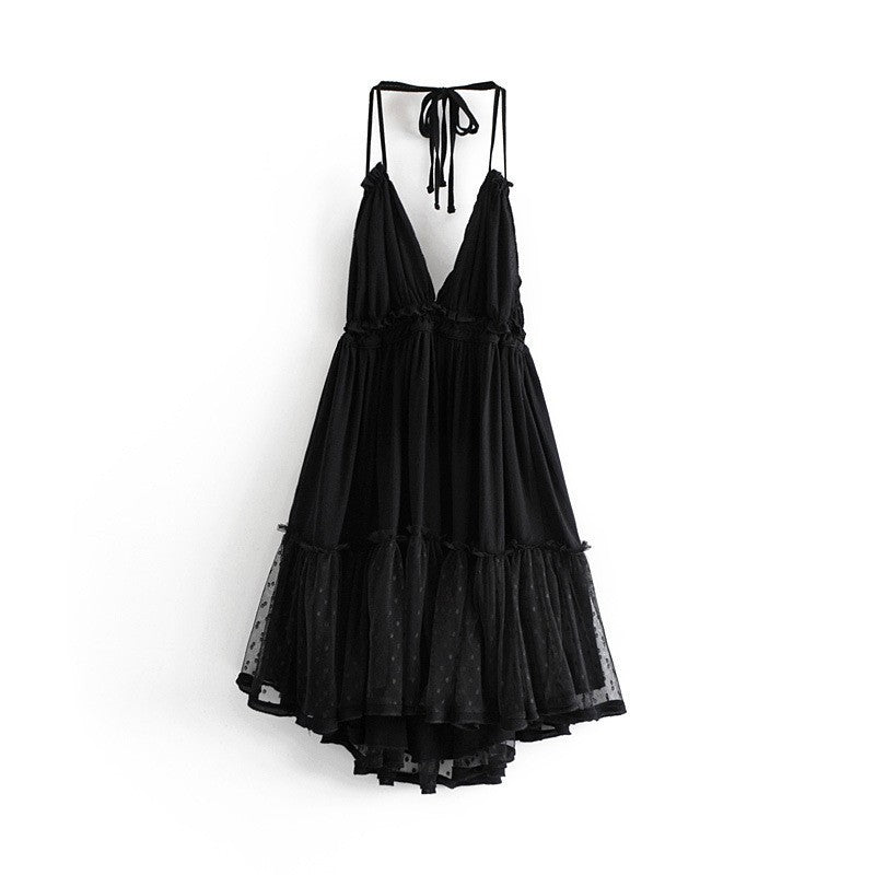 Womens Sling Backless Mesh Dress