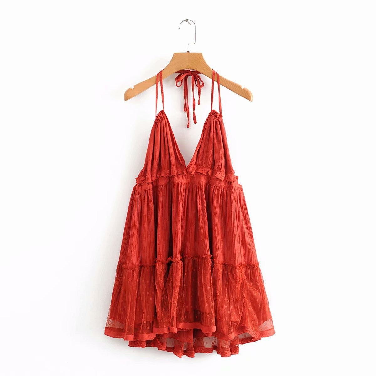 Womens Sling Backless Mesh Dress